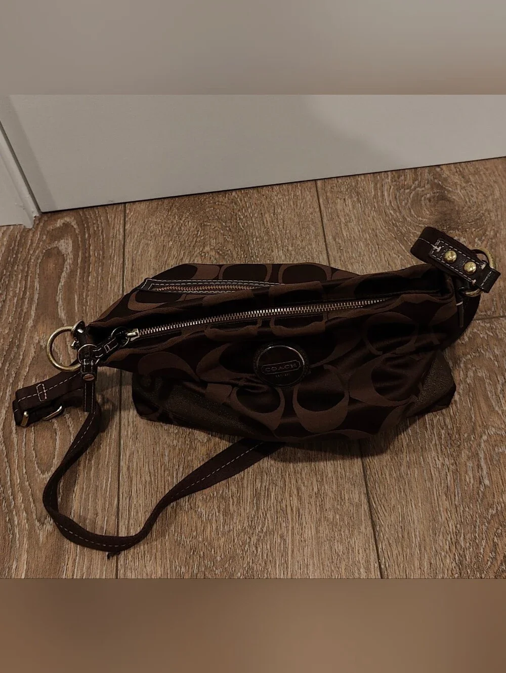 Coach Brown Signature F18038 Crossbody Bag